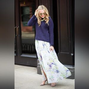 EUC Floral Maxi Skirt side Slit